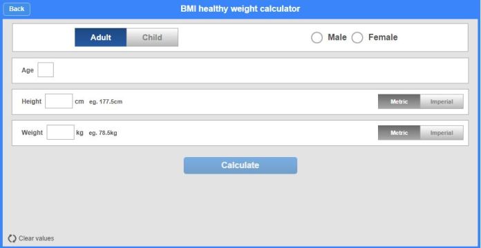 BMI Healthy Weight Calculator 2